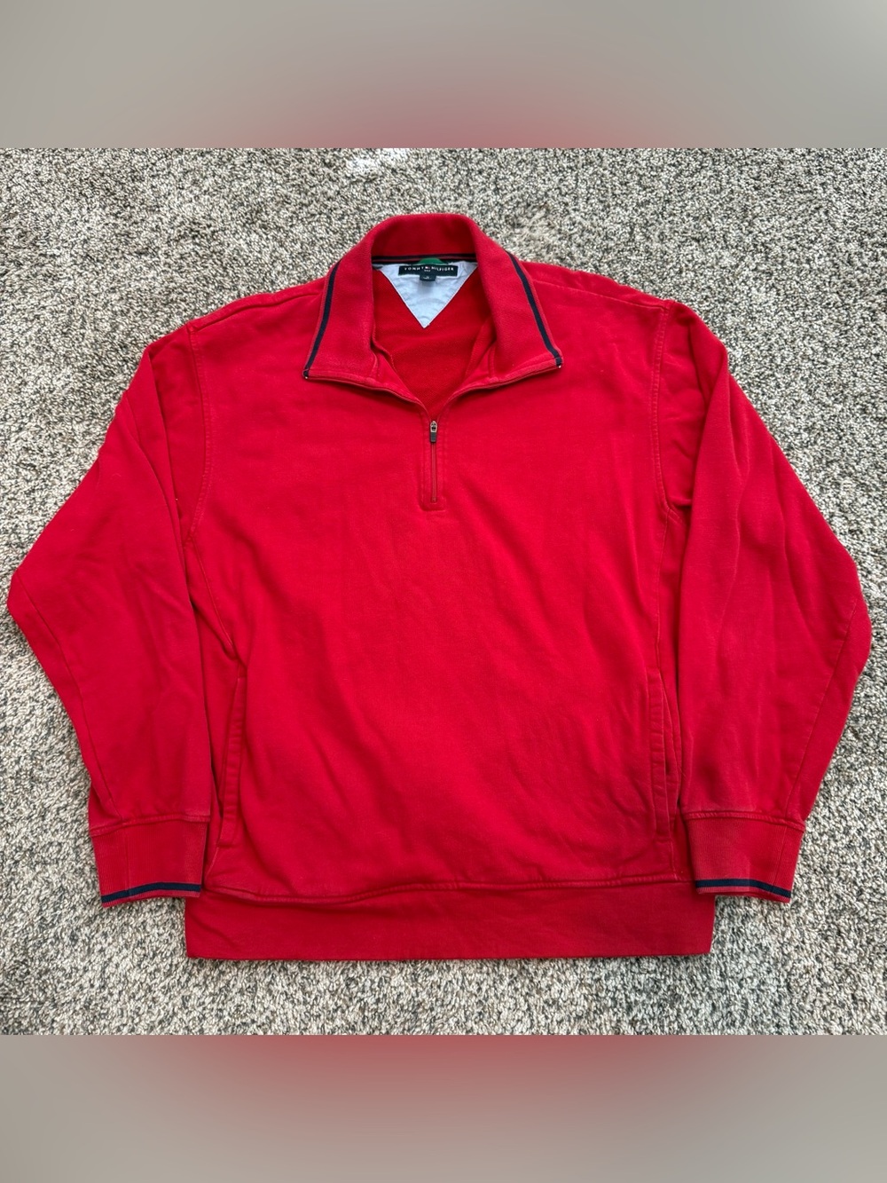 🔥Vintage Tommy Hilfiger Golf Red Quarter Zip Pullover Medium Y2K